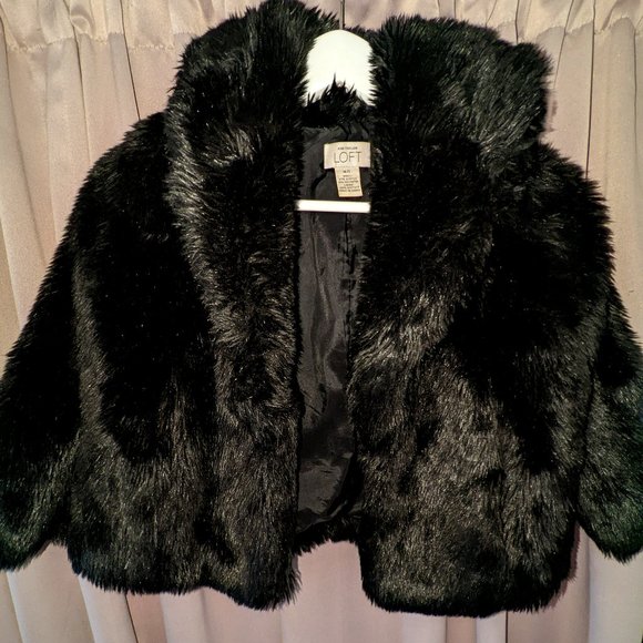 LOFT Jackets & Blazers - Ann Taylor Loft Black Faux Fur Cape